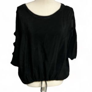 Aryan K Silk Black Blouse With Cutout Sleeves With Tie At Waist Size Small EUC